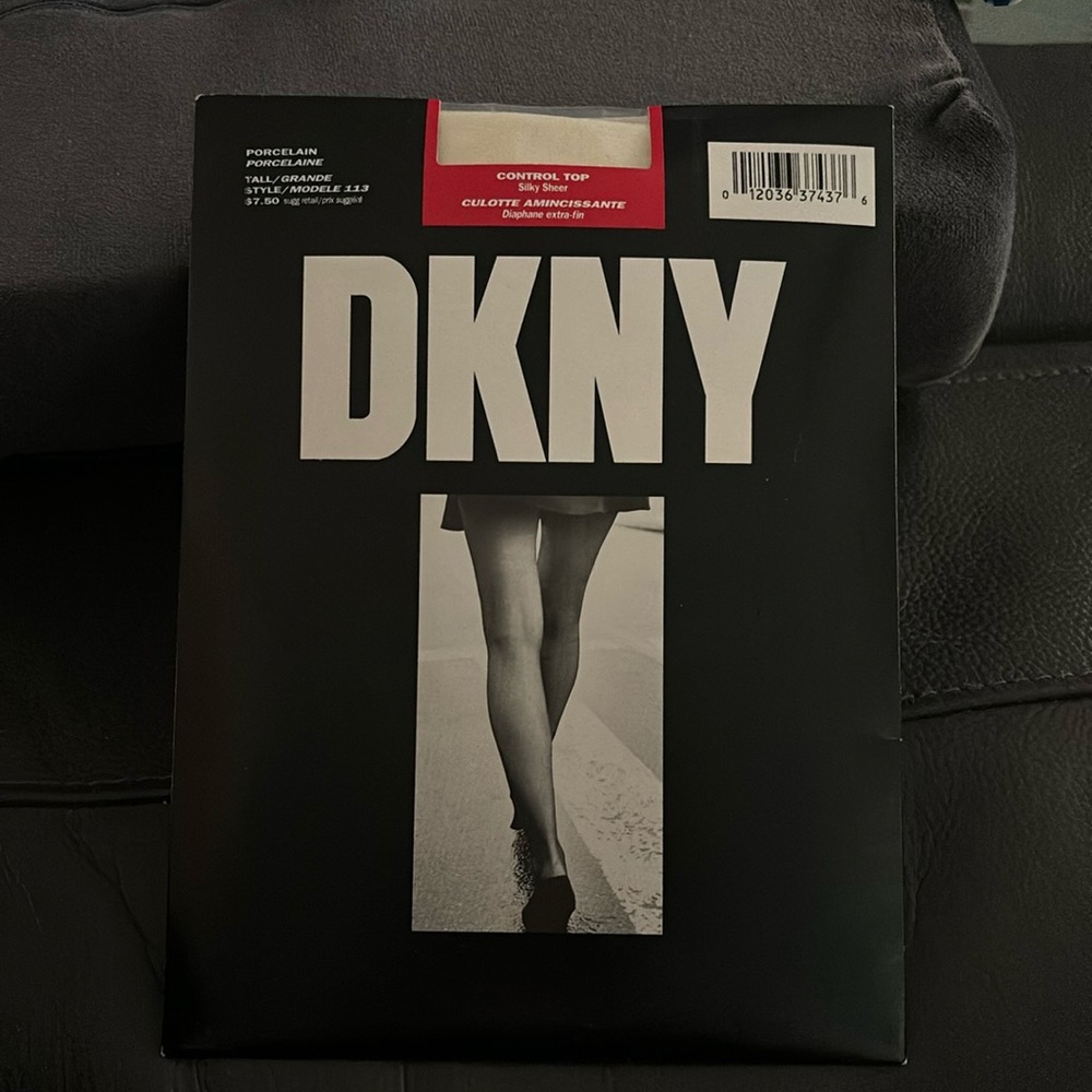 DKNY vintage hosiery control top - off white - size large wedding formal sheer
